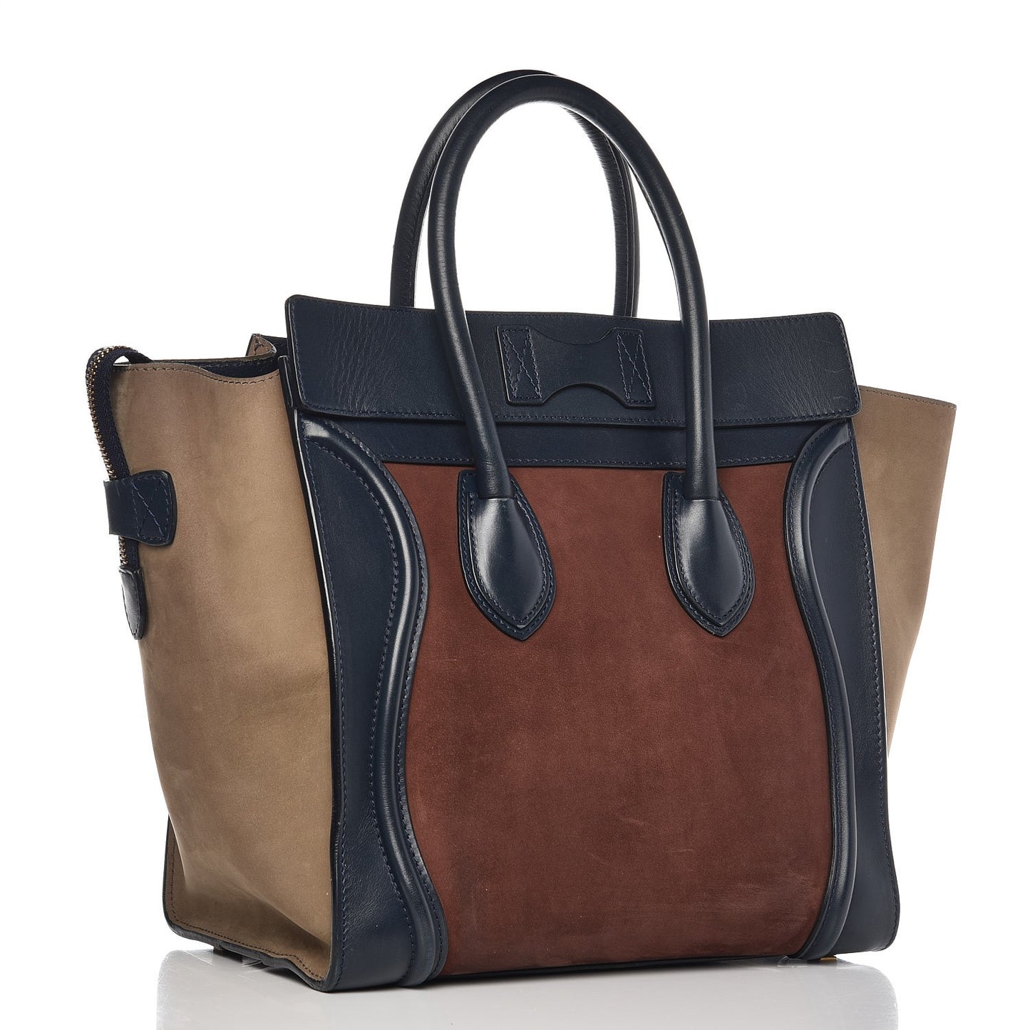 Nubuck Smooth Calfskin Mini Tri-Color Luggage Marron