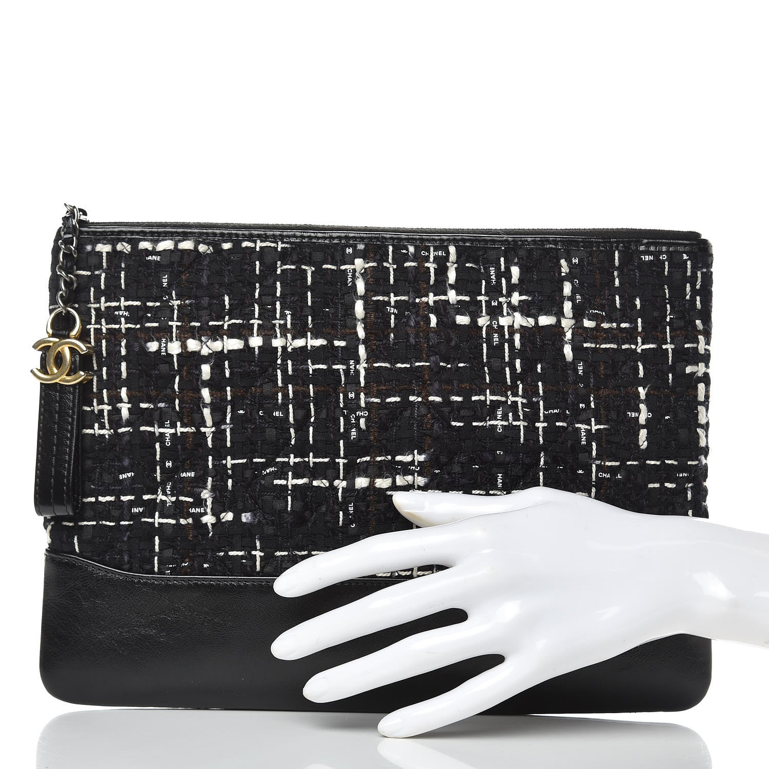 Chanel Tweed Calfskin Medium Gabrielle Cosmetic Case Black 2 of 7