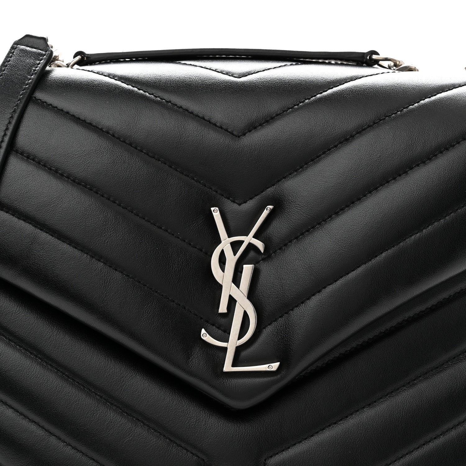 Saint Laurent Calfskin Y Quilted Monogram Medium Loulou Chain Satchel Black 8 of 10