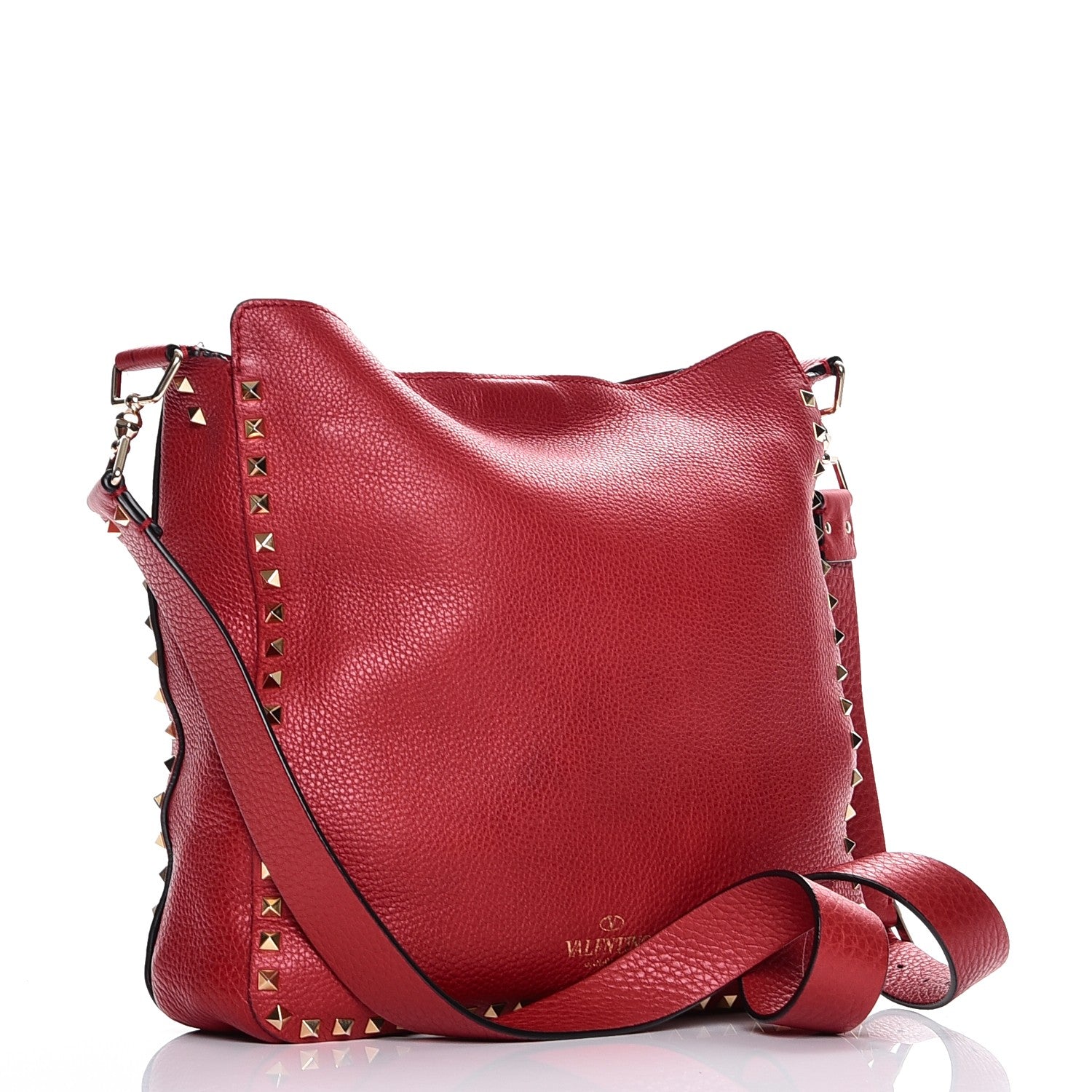 Valentino Garavani Pebbled Calfskin Large Rockstud Flip-Lock Messenger Bag Scarlet 3 of 11
