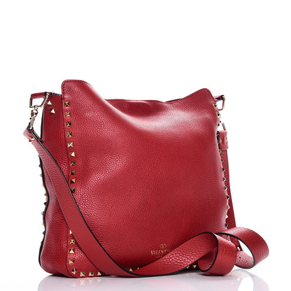 Valentino Garavani Pebbled Calfskin Large Rockstud Flip-Lock Messenger Bag Scarlet 3 of 11