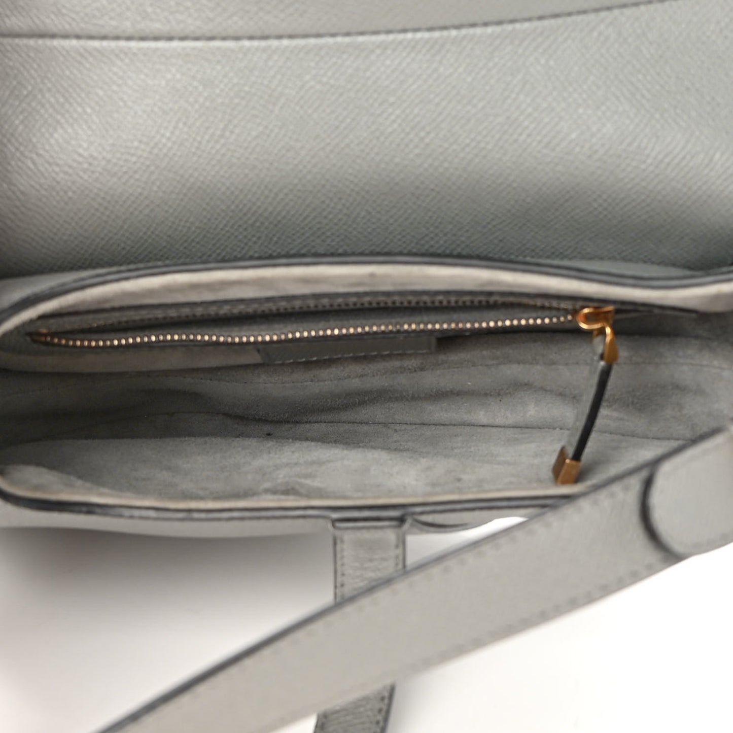Grained Calfskin Saddle Bag Grey