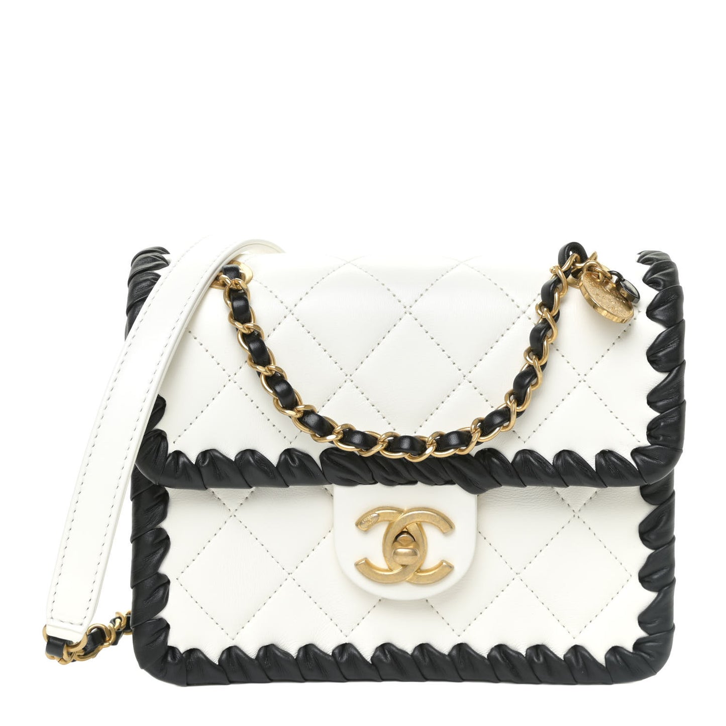 Braided Calfskin Mini My Own Frame Flap White