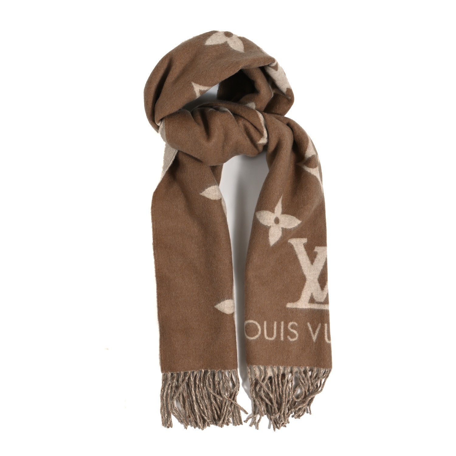 Louis Vuitton Cashmere Monogram Reykjavik Scarf Sand 1 of 2