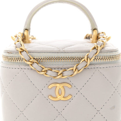 Chanel Lambskin Quilted Top Handle Mini Vanity Case With Chain Grey 8 of 14
