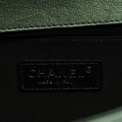 Chanel Iridescent Goatskin Quilted Medium Boy Flap Green 6 of 11