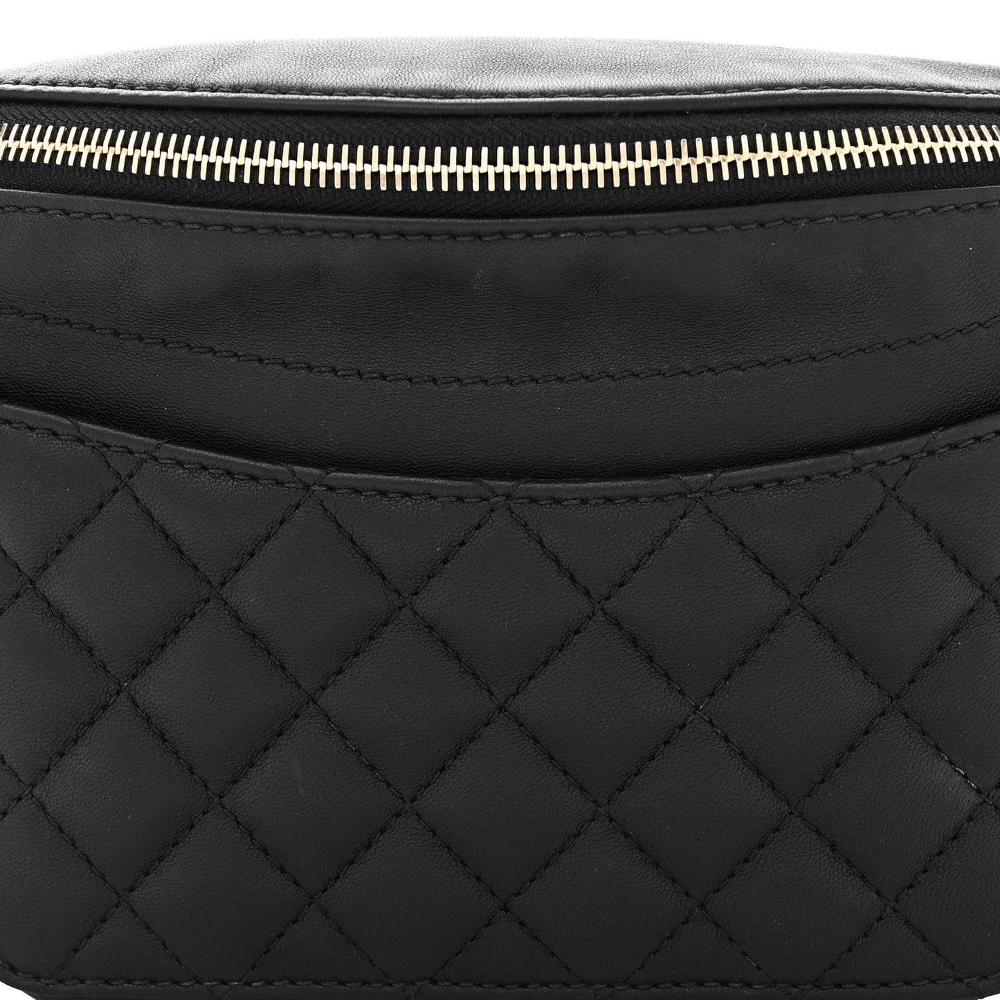 Lambskin Quilted Waist Bag Fanny Pack Black