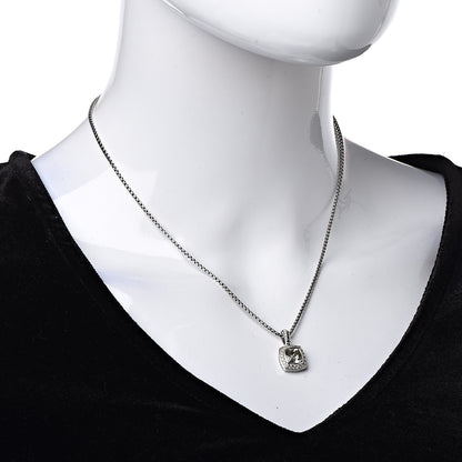 David Yurman Sterling Silver Diamond Prasiolite 7mm Petite Albion Pendant Necklace 2 of 6