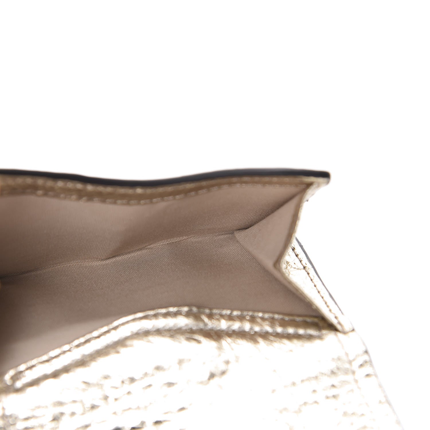 Chloe Metallic Crinkled Lambskin Shiny Calfskin Small Aby Tri-Fold Wallet Gold Bronze 6 of 10