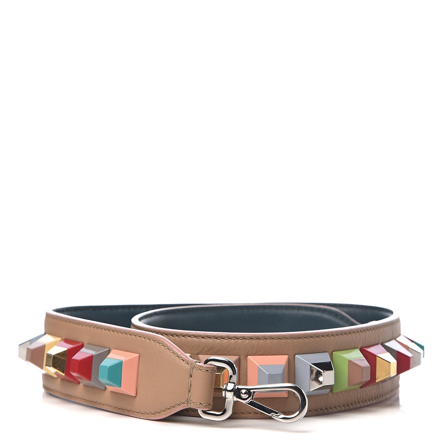 Vitello Dolce Plexiglass Bi-Color Studded Strap You Cuoio Oceano Multicolor