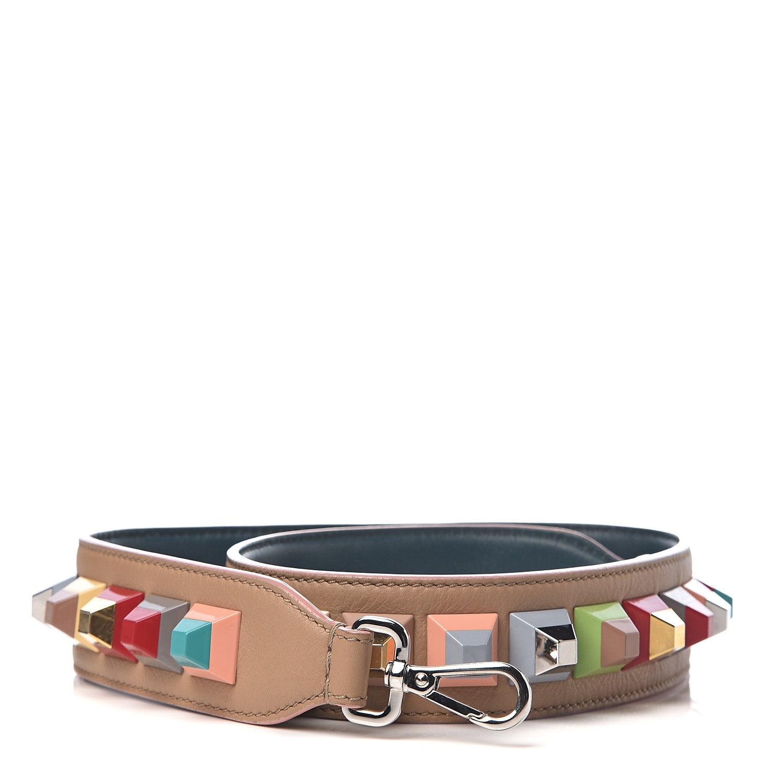 Fendi Vitello Dolce Plexiglass Bi-Color Studded Strap You Cuoio Oceano Multicolor 1 of 3