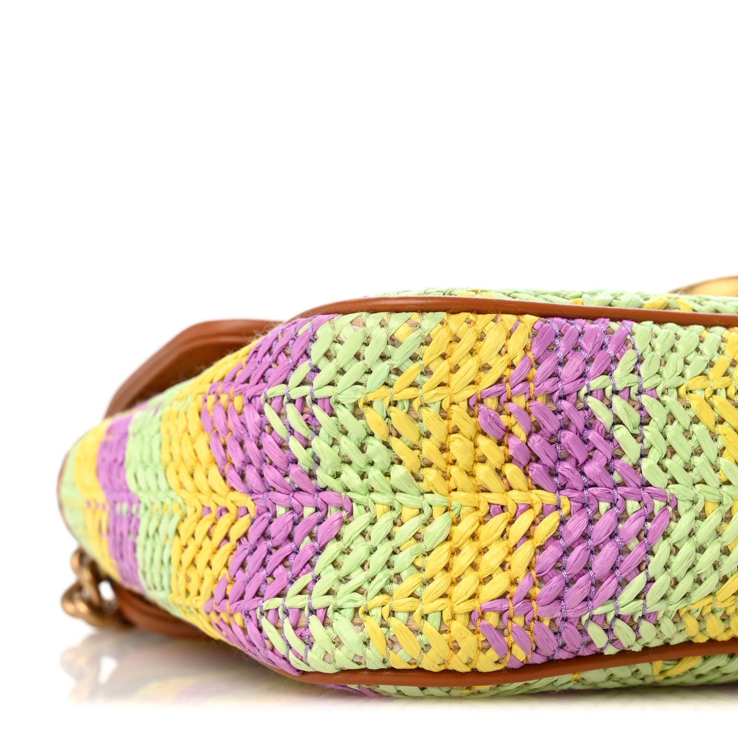 Calfskin Raffia Woven Small GG Marmont Shoulder Bag Multicolor