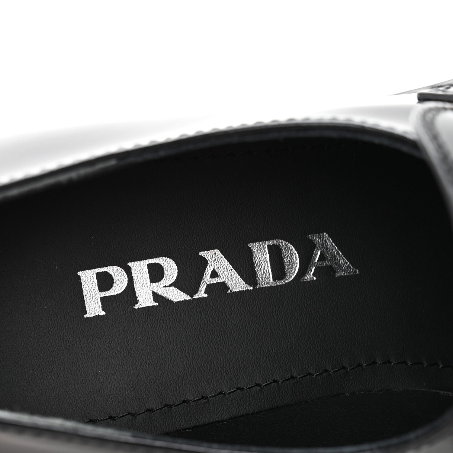 Prada Spazzolato Metal Triangle Logo 50mm Loafers 36 Black 7 of 10