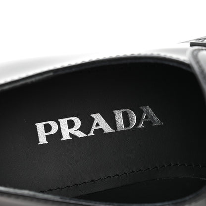 Prada Spazzolato Metal Triangle Logo 50mm Loafers 36 Black 7 of 10