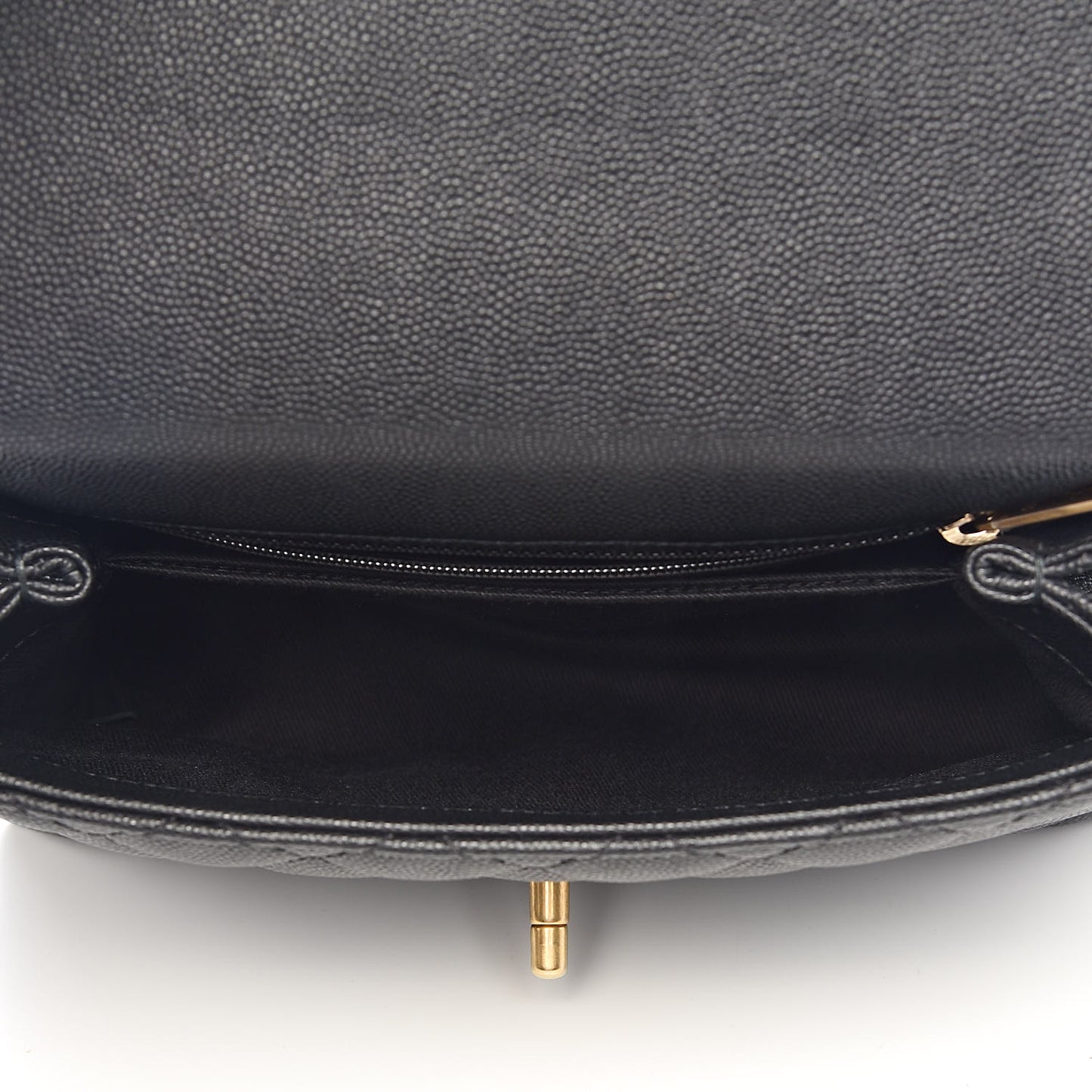 Caviar Lizard Embossed Quilted Mini Coco Handle Flap Black