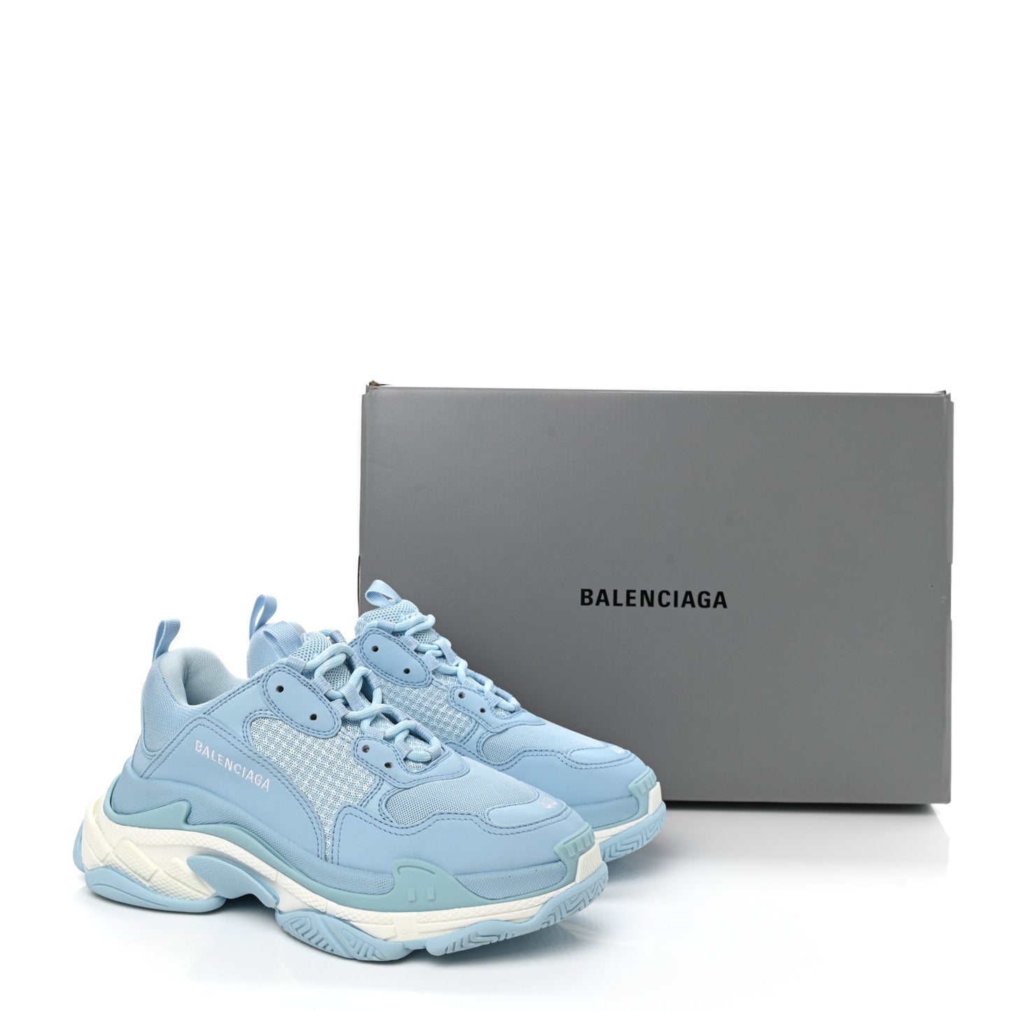 Fabric Mesh Mens Triple S Sneakers 40 Light Blue White