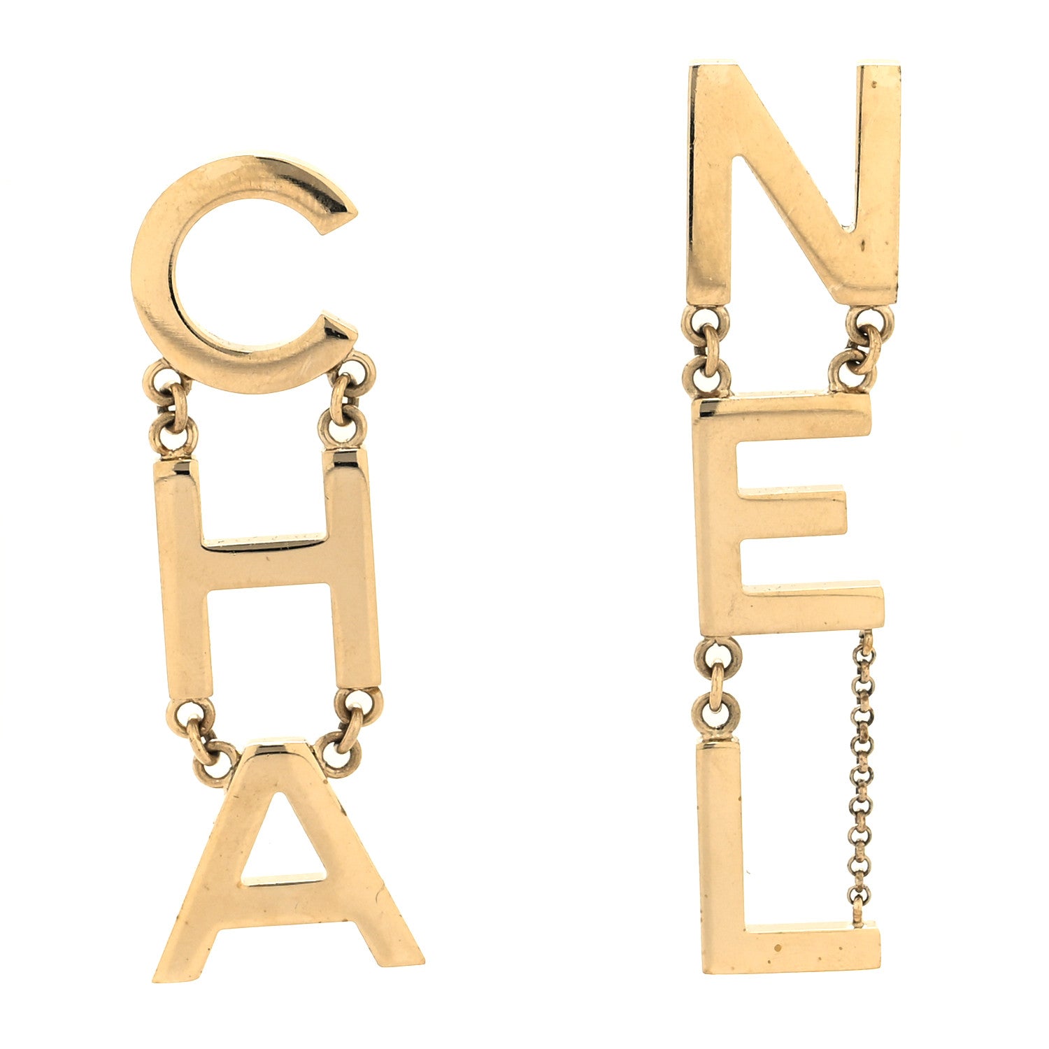 Chanel Metal Cha-Nel Logo Drop Earrings Gold 1 of 4