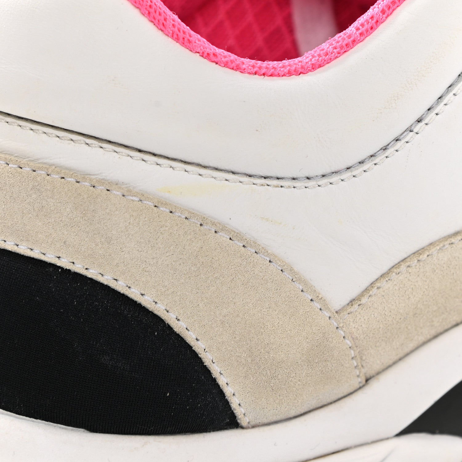 Chanel Calfskin Fabric Sneakers 40 White Silver Fluo Pink 11 of 13