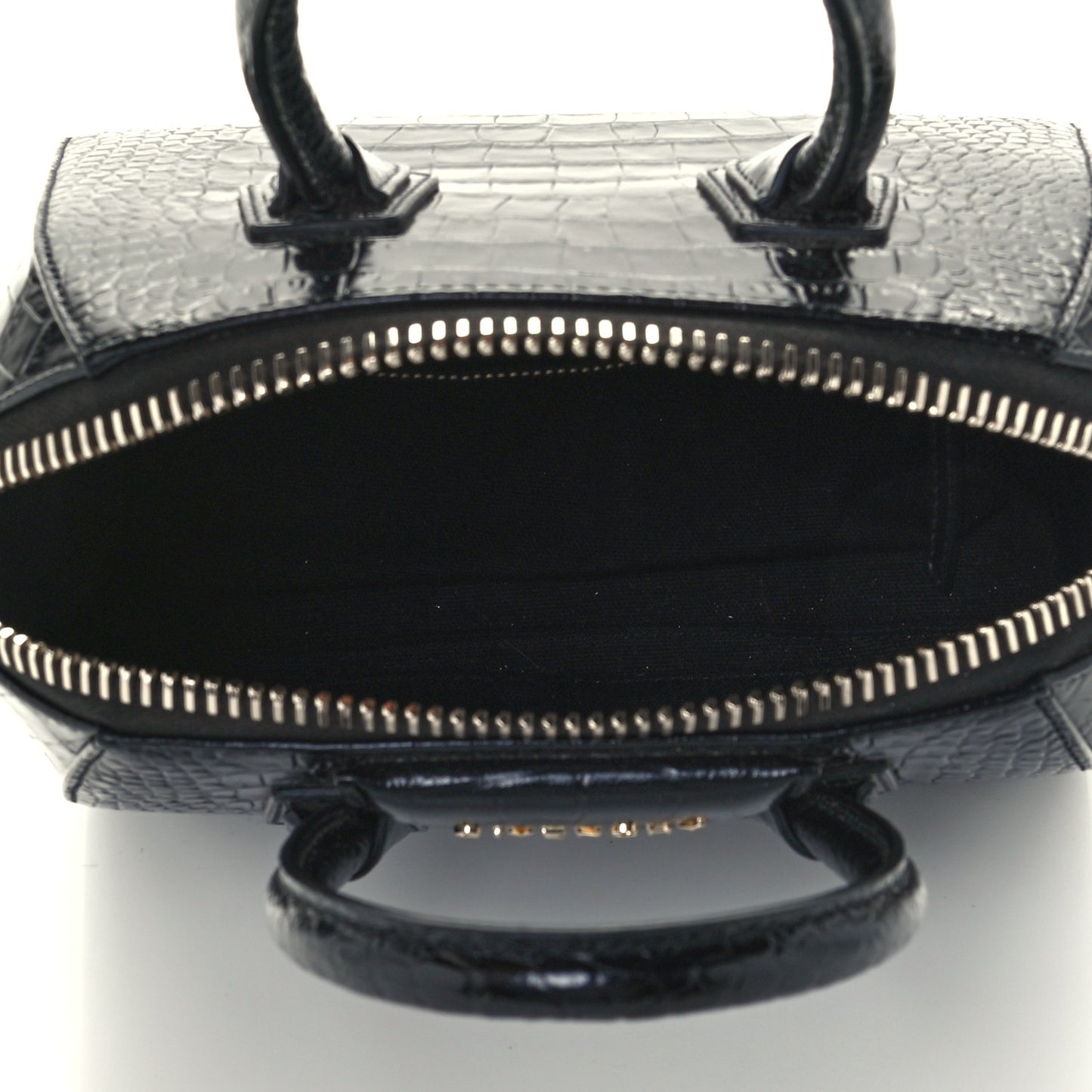Calfskin Crocodile Embossed Mini Antigona Black