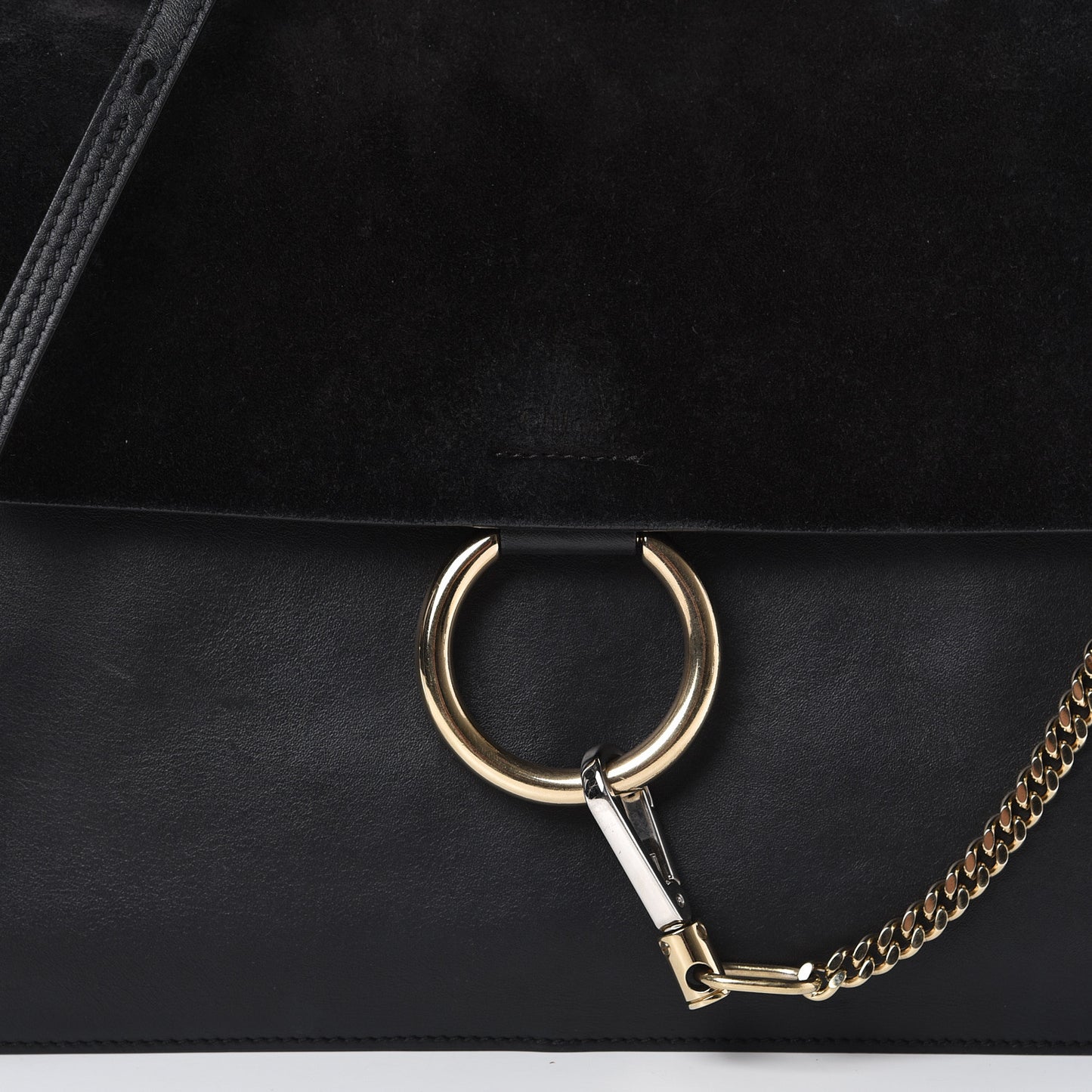 Suede Calfskin Medium Faye Shoulder Bag Black