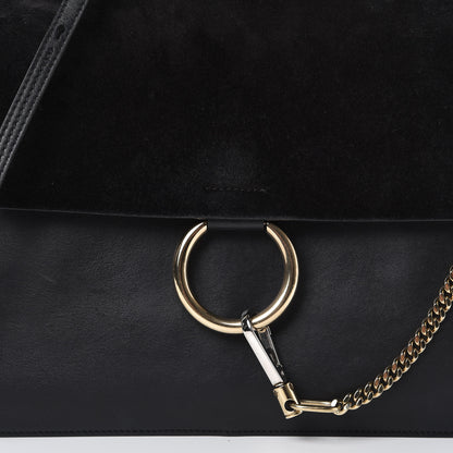 Chloe Suede Calfskin Medium Faye Shoulder Bag Black 11 of 14