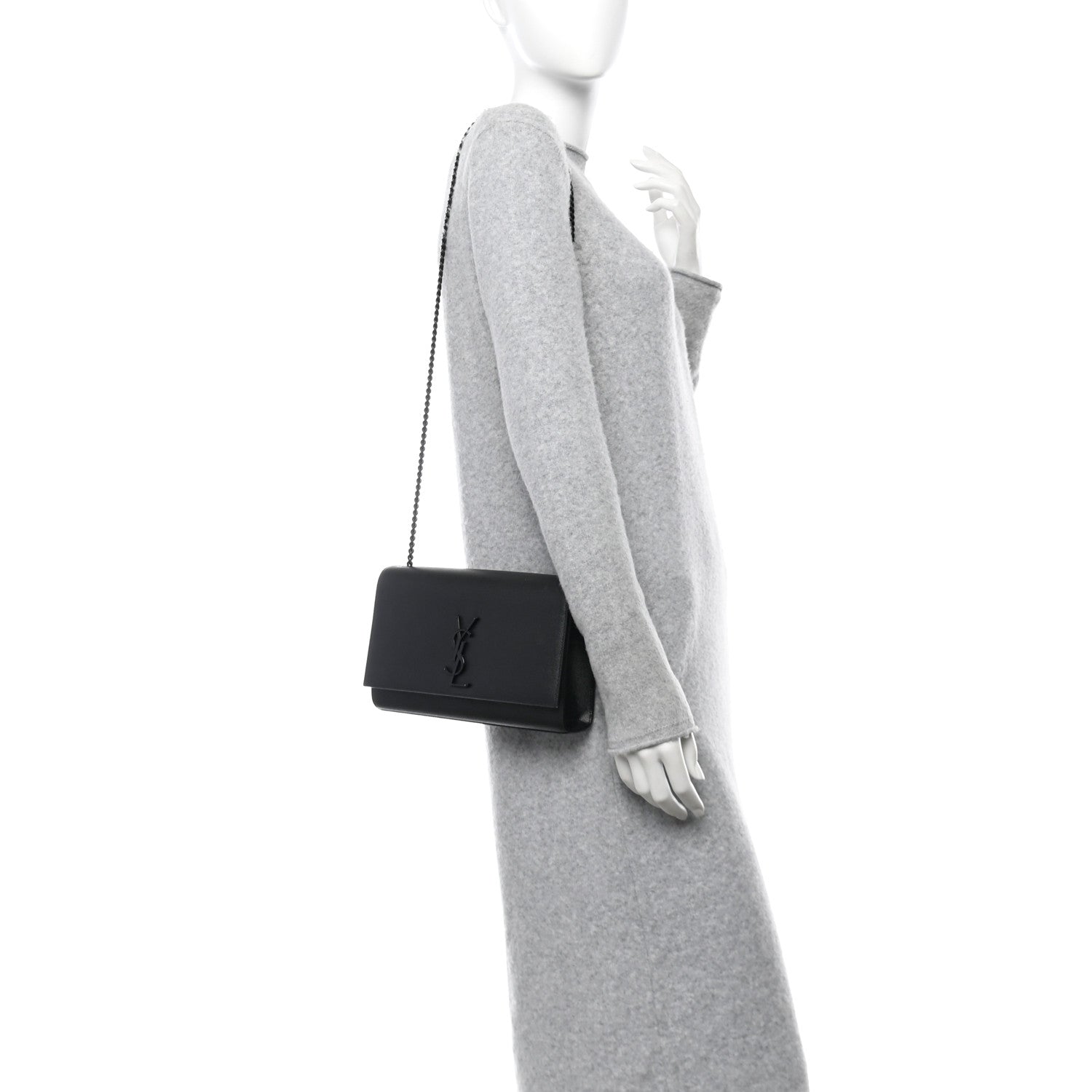 Saint Laurent Grain De Poudre Medium Classic Monogram Monochrome Kate Satchel Black 2 of 10