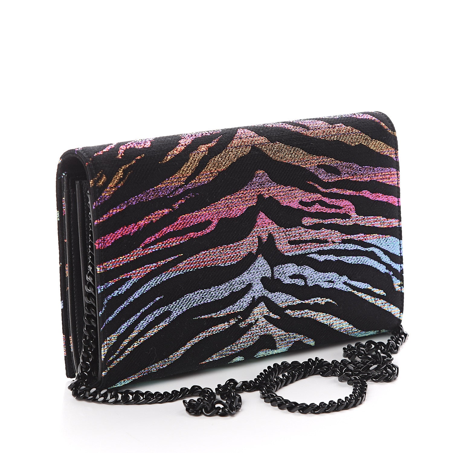 Saint Laurent Tiger Burnout Monogram Chain Wallet Multicolor