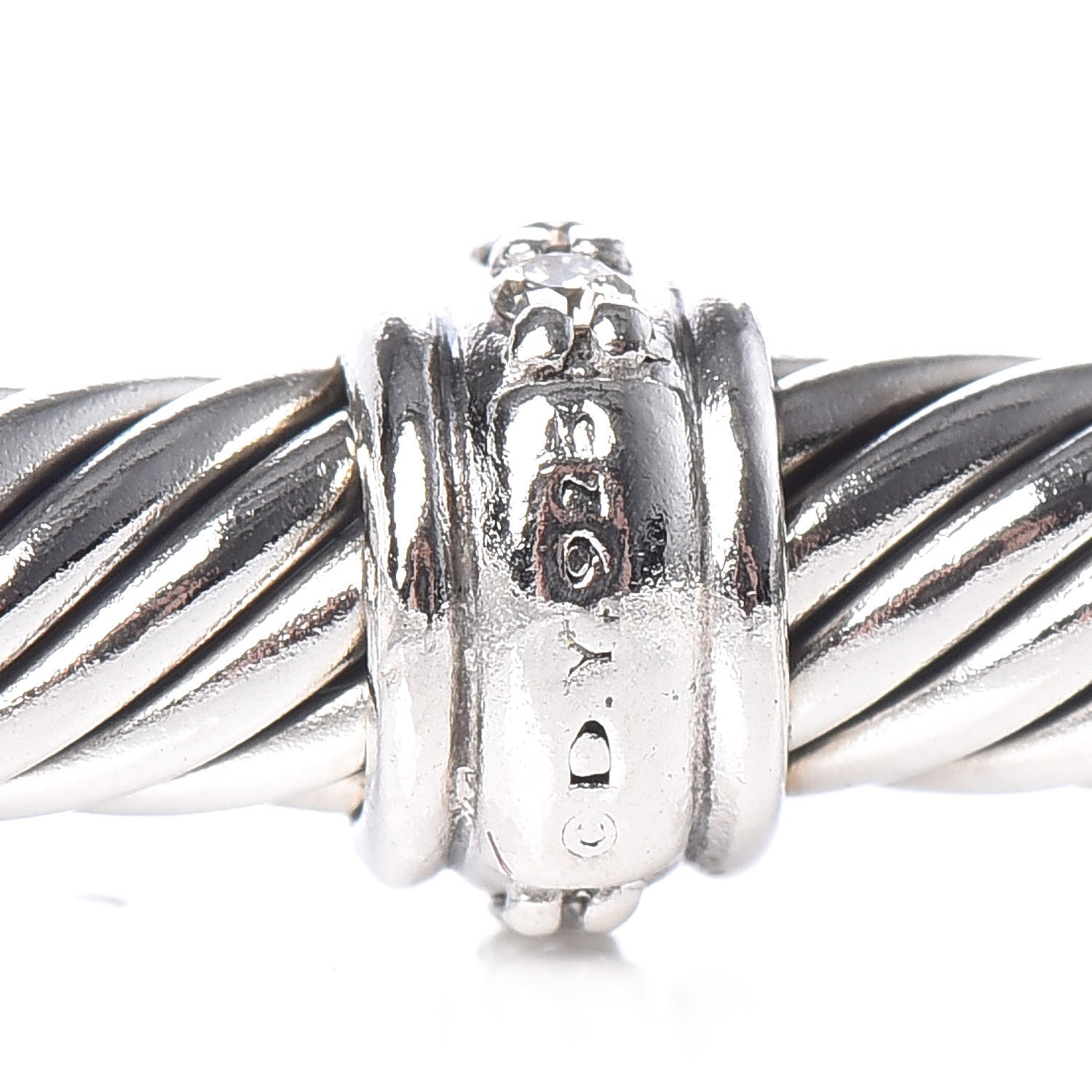 David Yurman Sterling Silver Diamond 4mm Cable Classics Single Station Bracelet 4 of 4