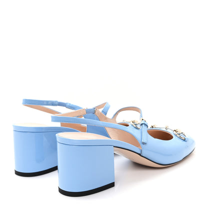 Gucci Vernice Crystal Horsebit Charlotte 42mm Slingback Pumps 37.5 Glacial Blue 5 of 10