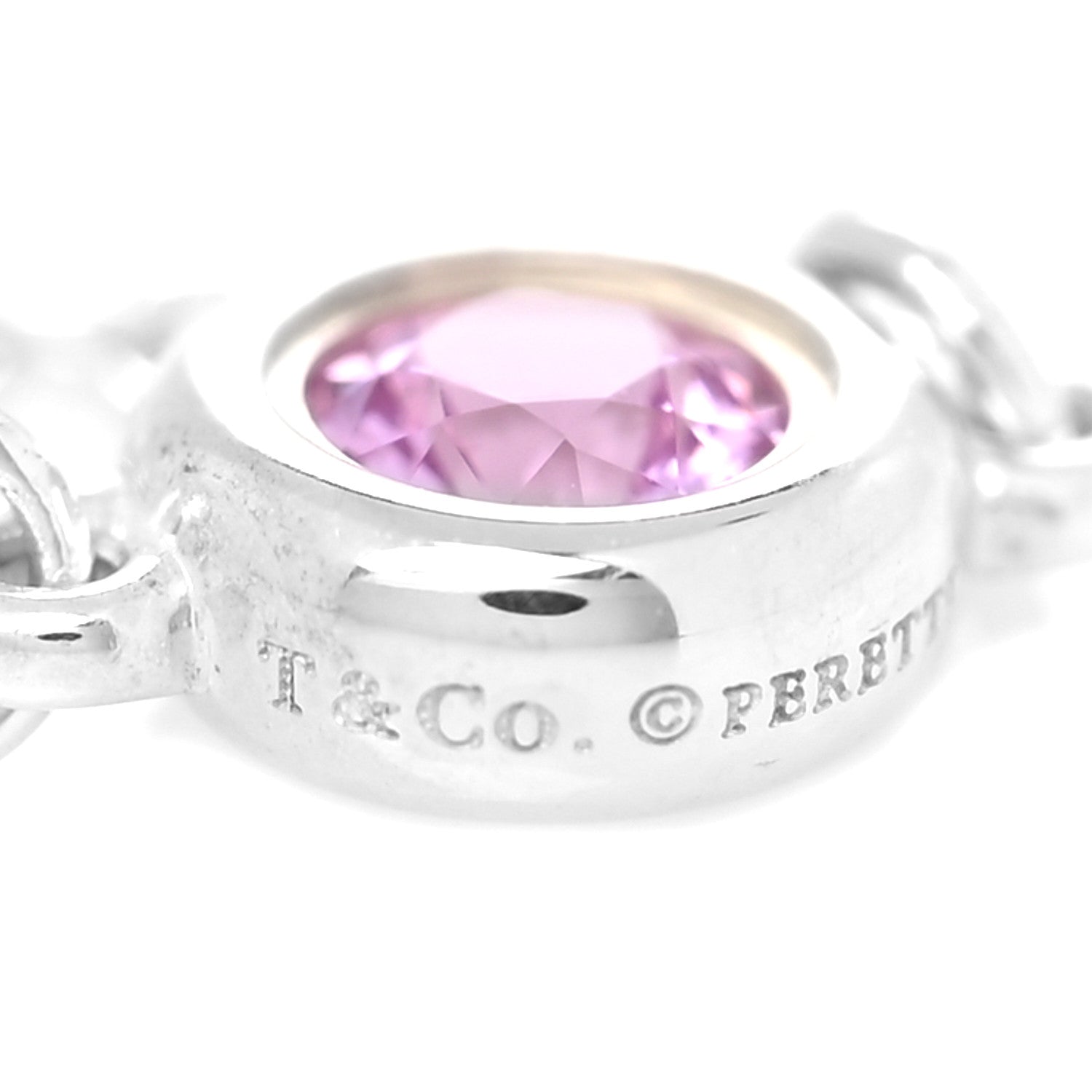 Tiffany Sterling Silver Pink Sapphire Elsa Peretti Color by the Yard Ring 54 7 4 of 4