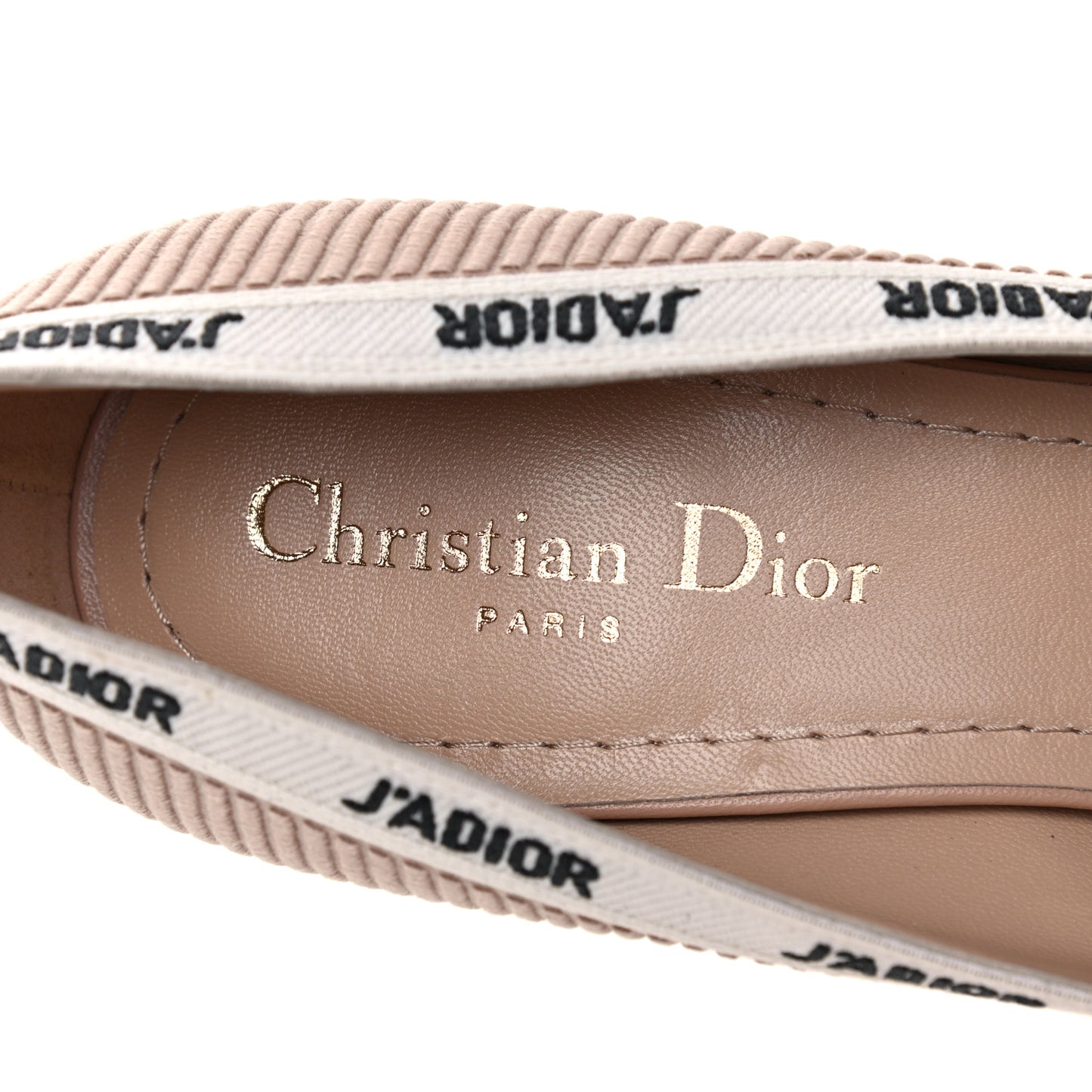 Technical Canvas Ribbon Embroidered J'Adior 65mm Pumps 38.5 Powder Nude