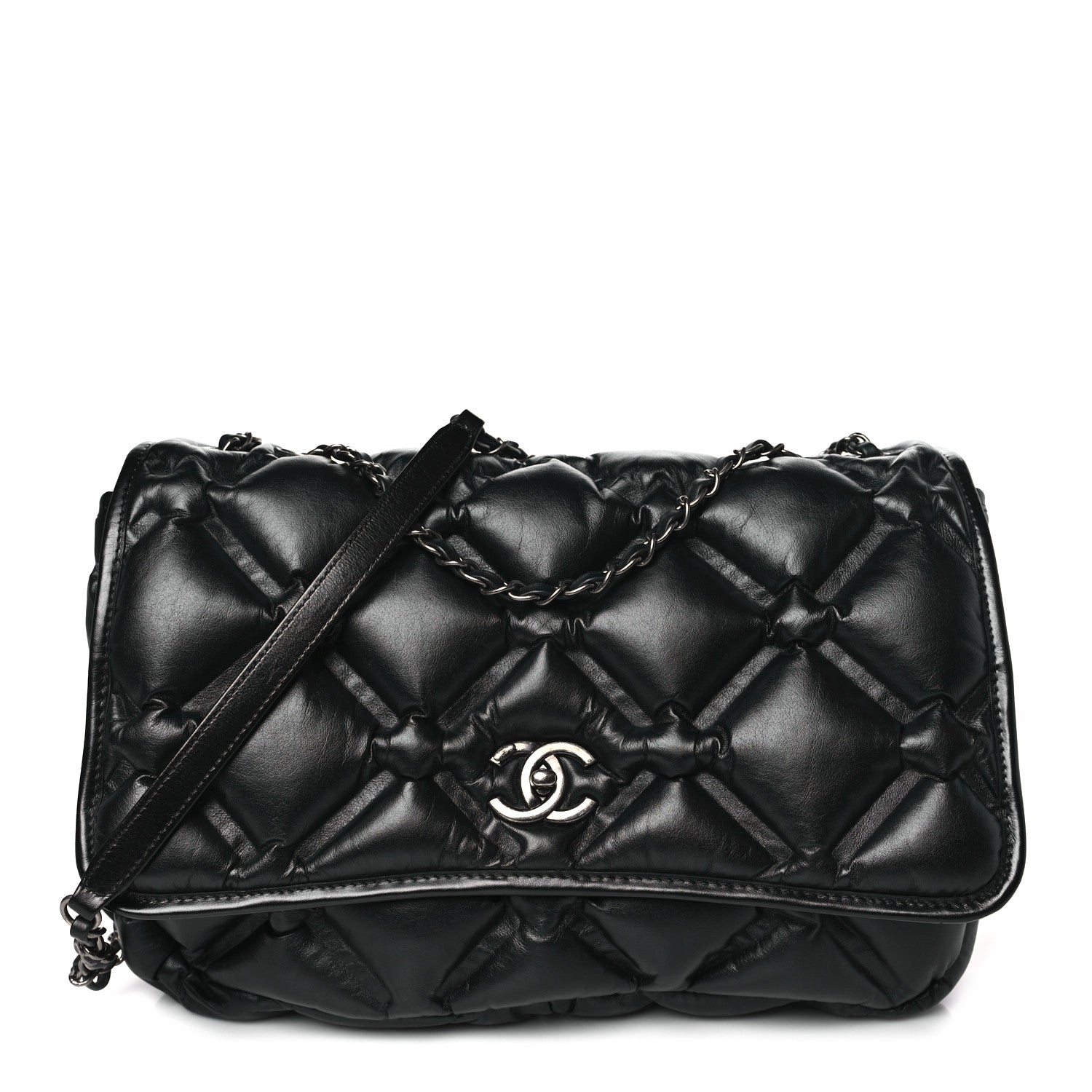 Chanel Calfskin Quilted Large Chesterfield Flap Black 1 of 10