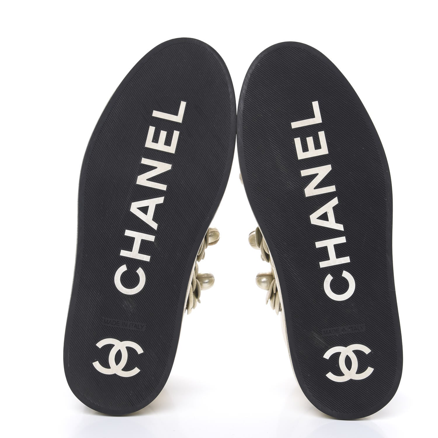 Chanel Metallic Lambskin Camellia High Top Sneakers 36 Gold 5 of 9