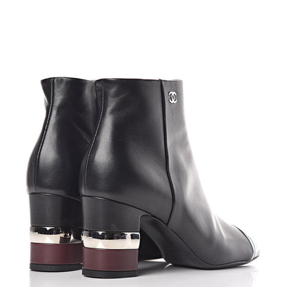 Chanel Lambskin Patent Calfskin Cap Toe Short Boots 37.5 Black 4 of 13