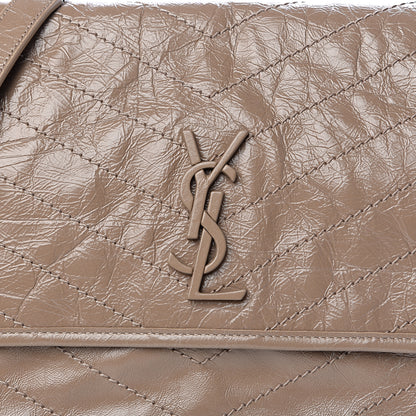 Saint Laurent Crinkled Calfskin Matelasse Monogram Medium Niki Chain Satchel Light Taupe 8 of 10