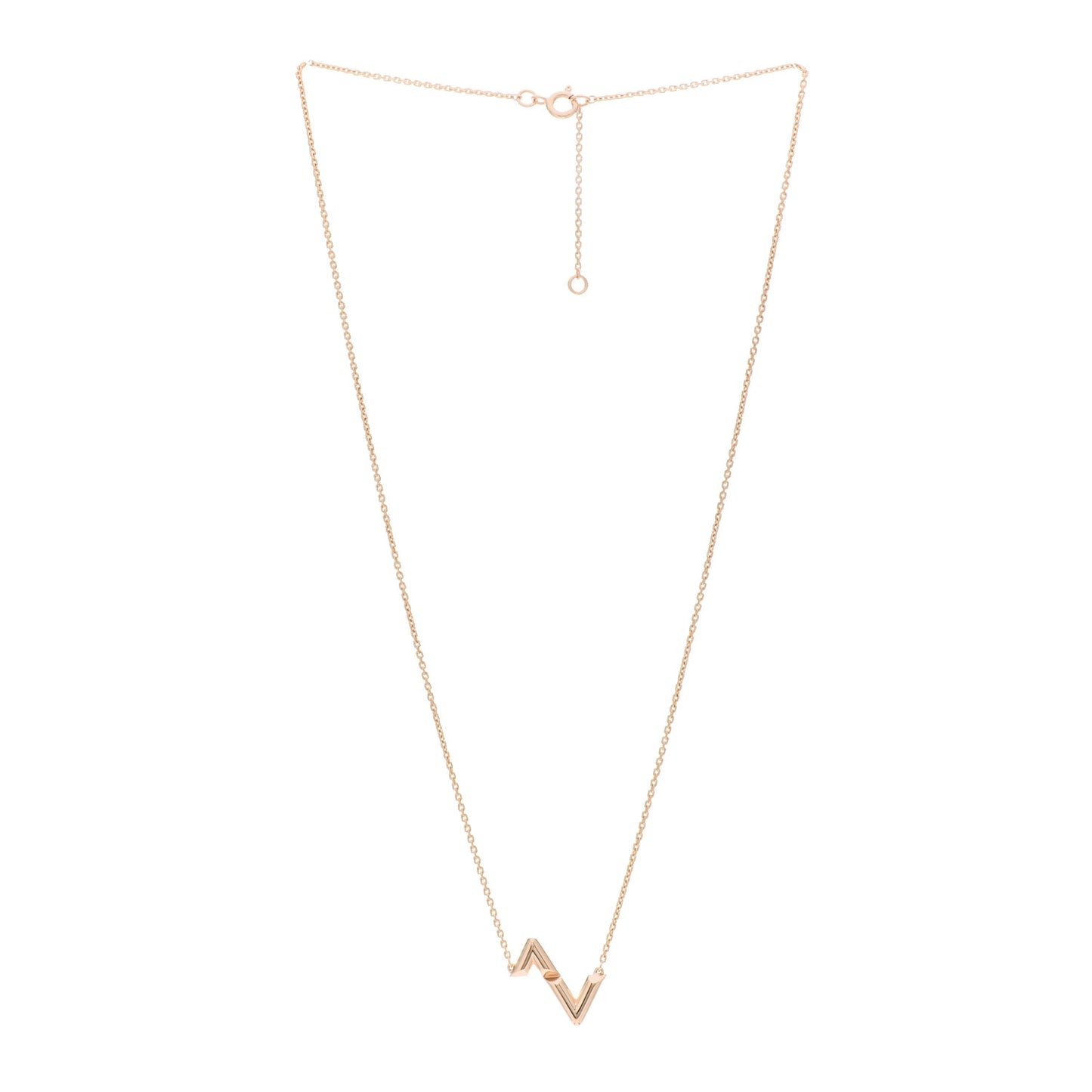 18K Pink Gold LV Volt Upside Down Pendant Necklace