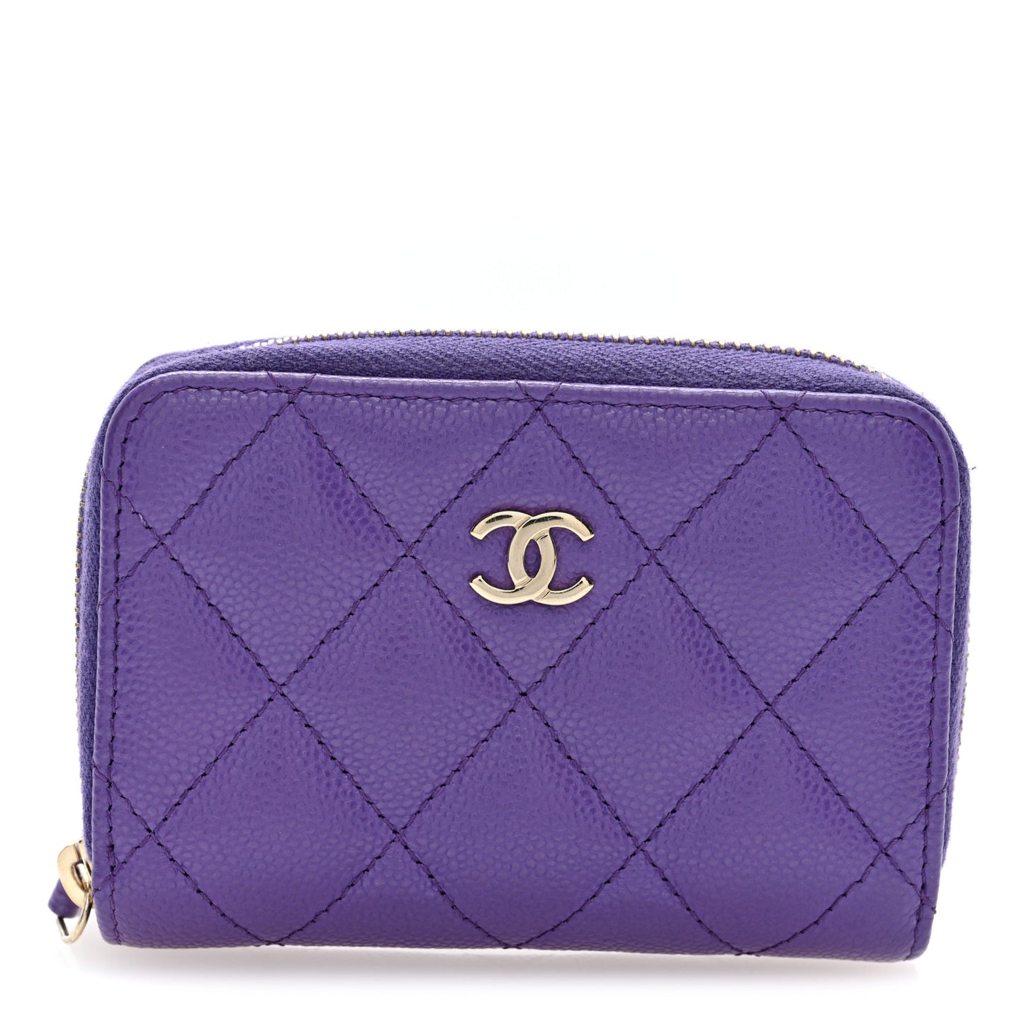 Caviar Quilted Zip Coin Purse Purple