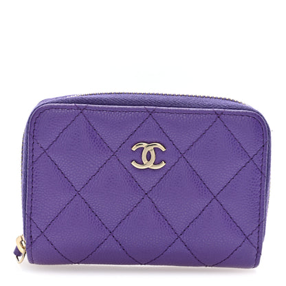 Chanel Caviar Quilted Zip Coin Purse Purple 1 of 7