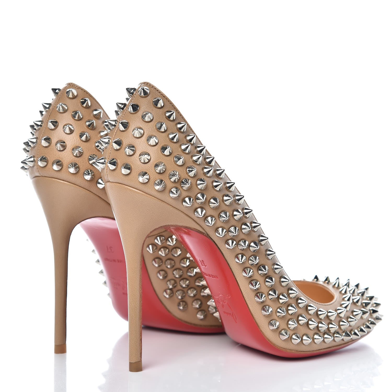 Christian Louboutin Nappa Fifi Spikes 100 Pumps 37 Corde Silver 4 of 7