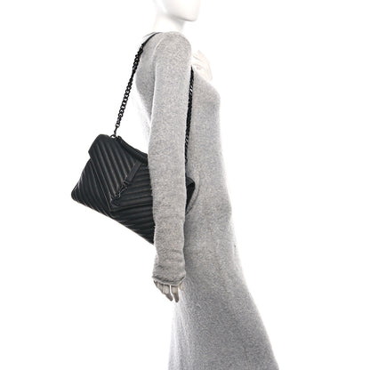 Saint Laurent Sheepskin Matelasse Chevron Monogram Monochrome Large College Satchel Black 2 of 10