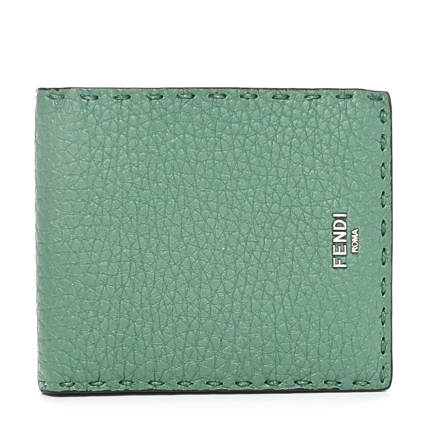 Cuoio Romano Selleria Logo Bi-Color Bi-Fold Wallet Verde Tosca