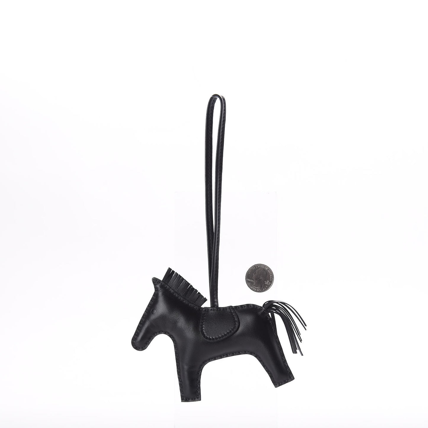 Milo Lambskin Grigri Rodeo Horse Bag Charm MM So Black