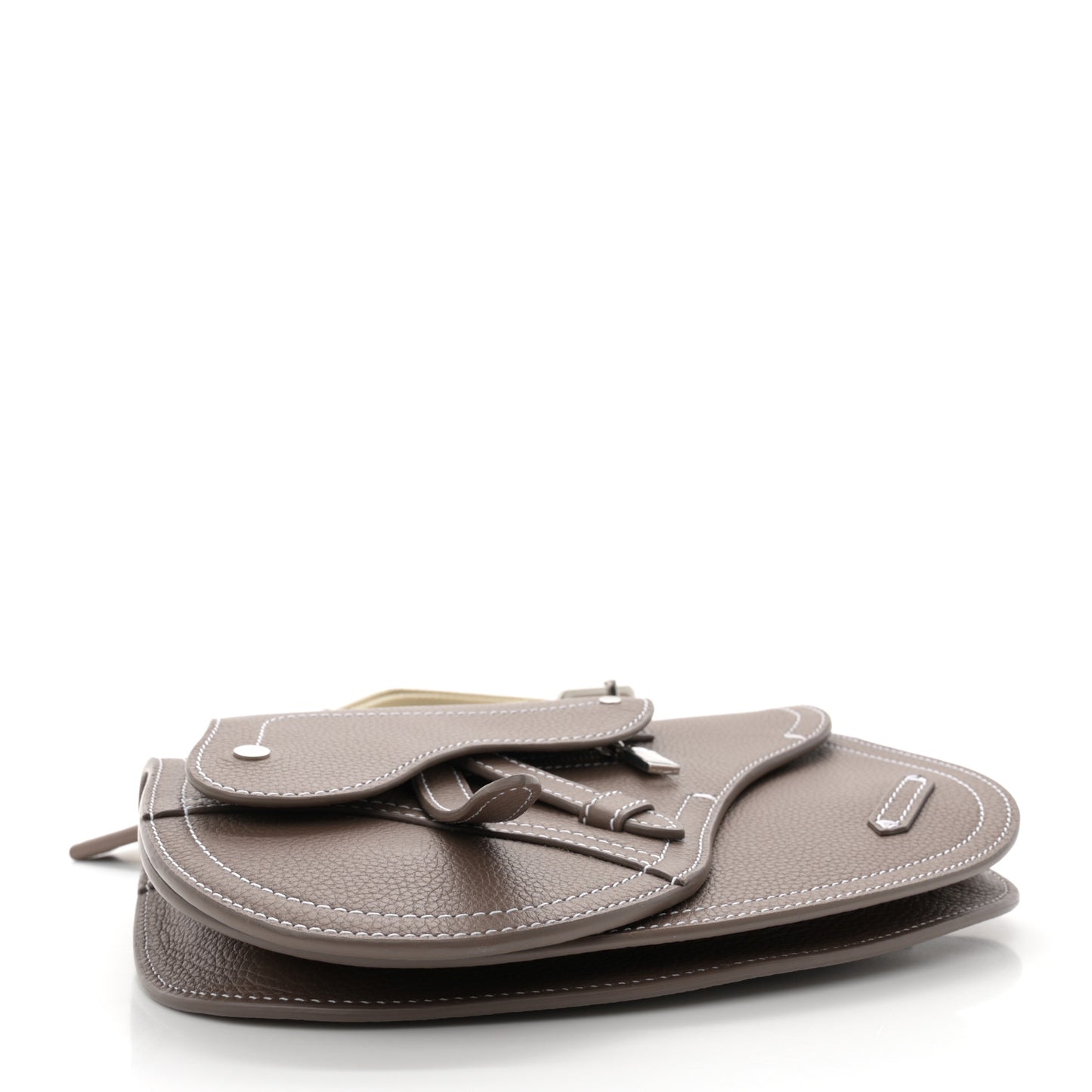 X KAWS Grained Calfskin Saddle Pouch Marron Multicolor