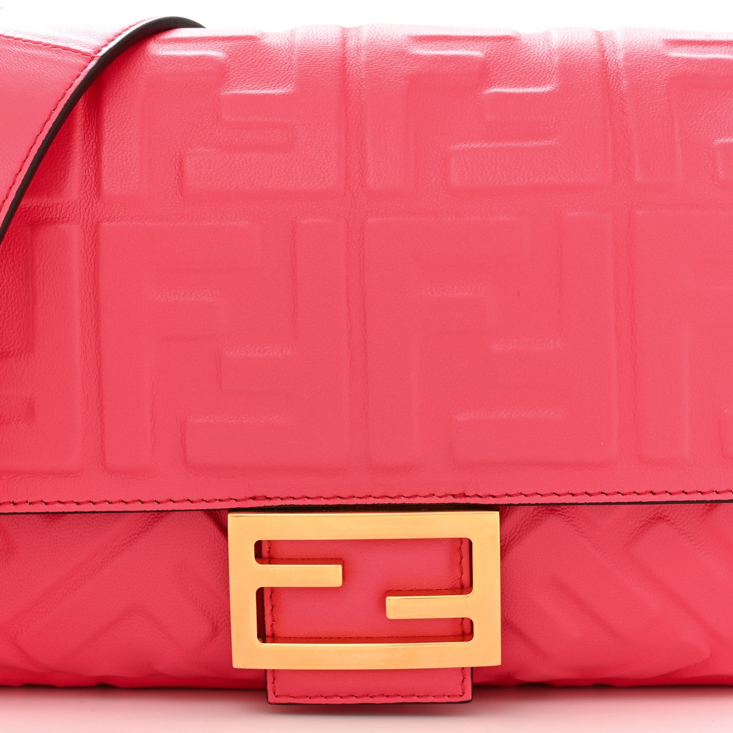 Fendi Nappa FF 1974 Embossed Baguette Lampone 8 of 10