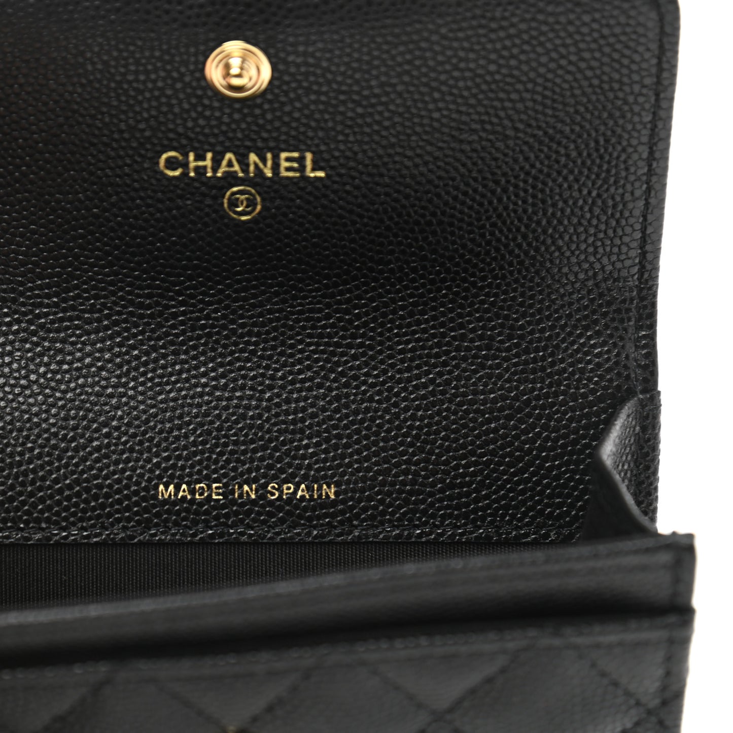 Caviar Quilted Boy Flap Card Holder Black