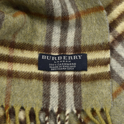 Burberry Cashmere Vintage Check Fringe Scarf Green 3 of 3