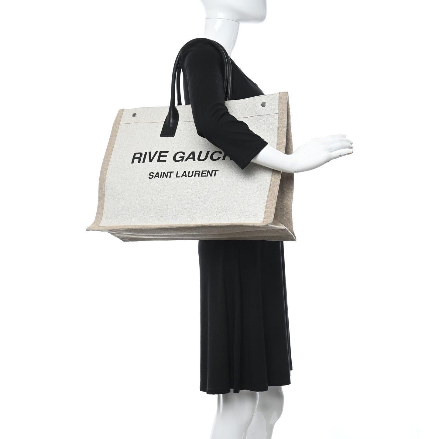Linen Calfskin Rive Gauche Tote Optic White