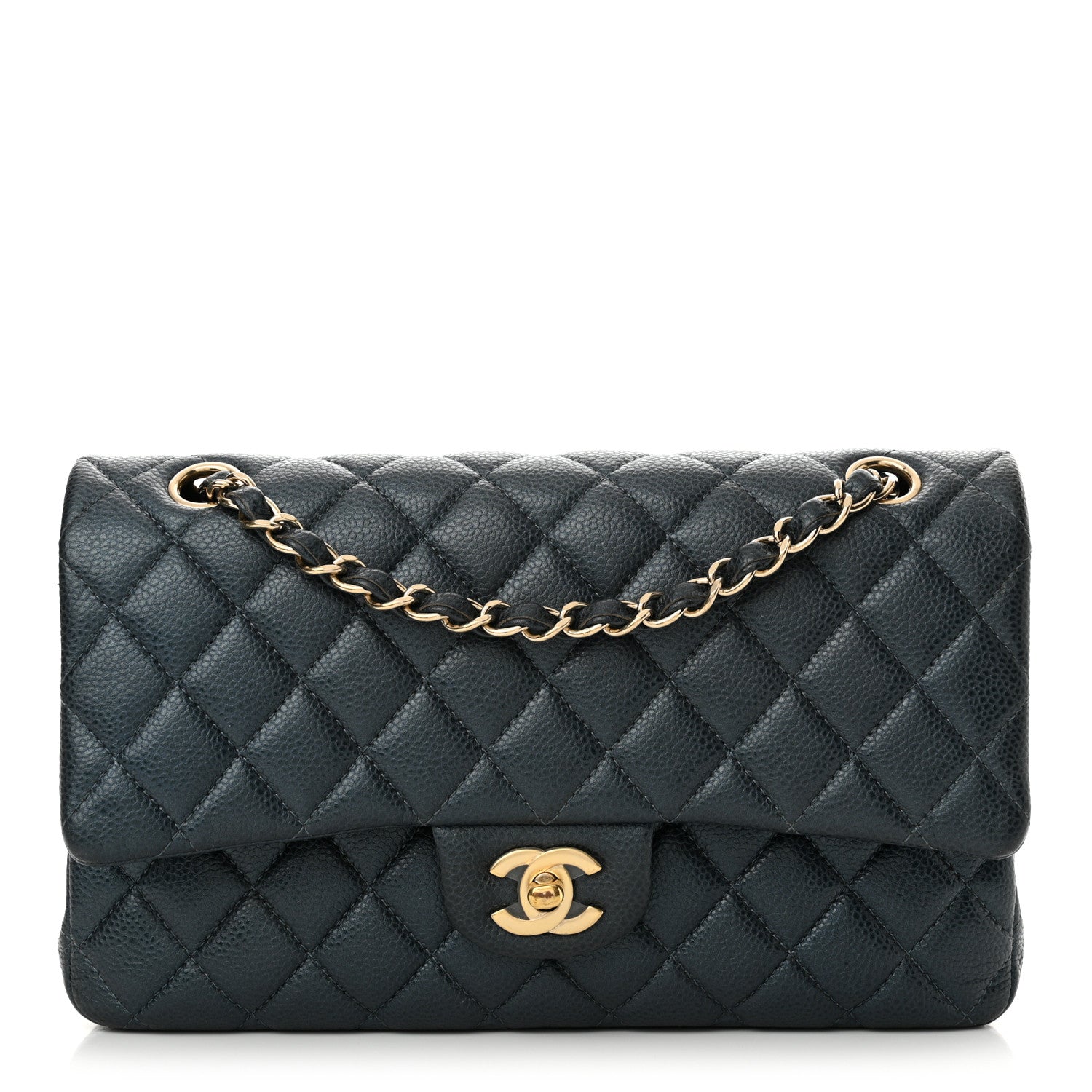 Chanel Iridescent Caviar Quilted Medium Double Flap Dark Blue 1 of 13