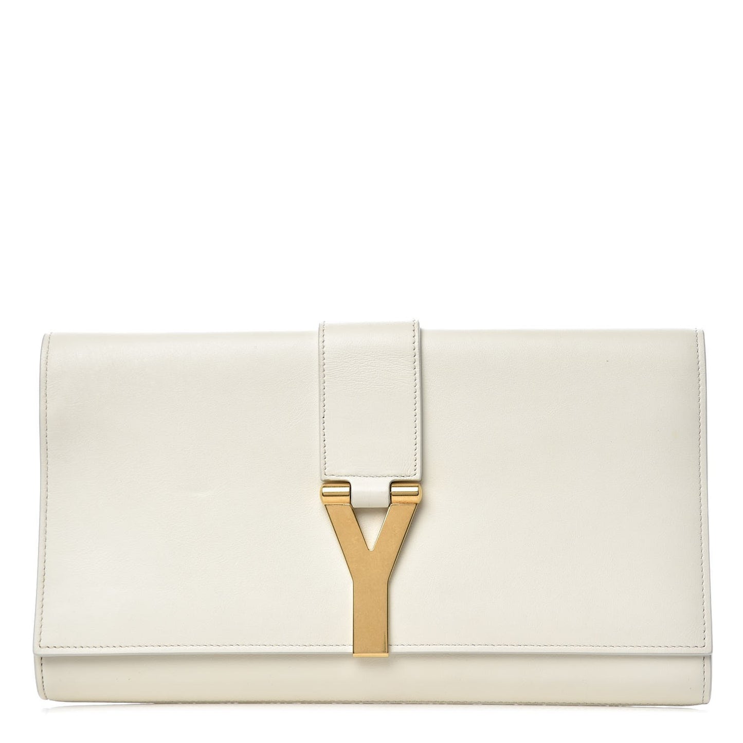 Calfskin Classic Y Clutch White