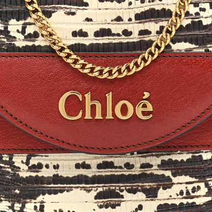 Chloe Calfskin Lizard Embossed Small Aby Lock Sepia Brown 7 of 9